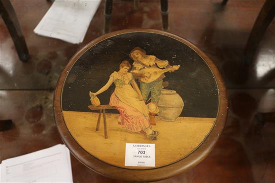 A Sorrento marquetry small table, W.28cm